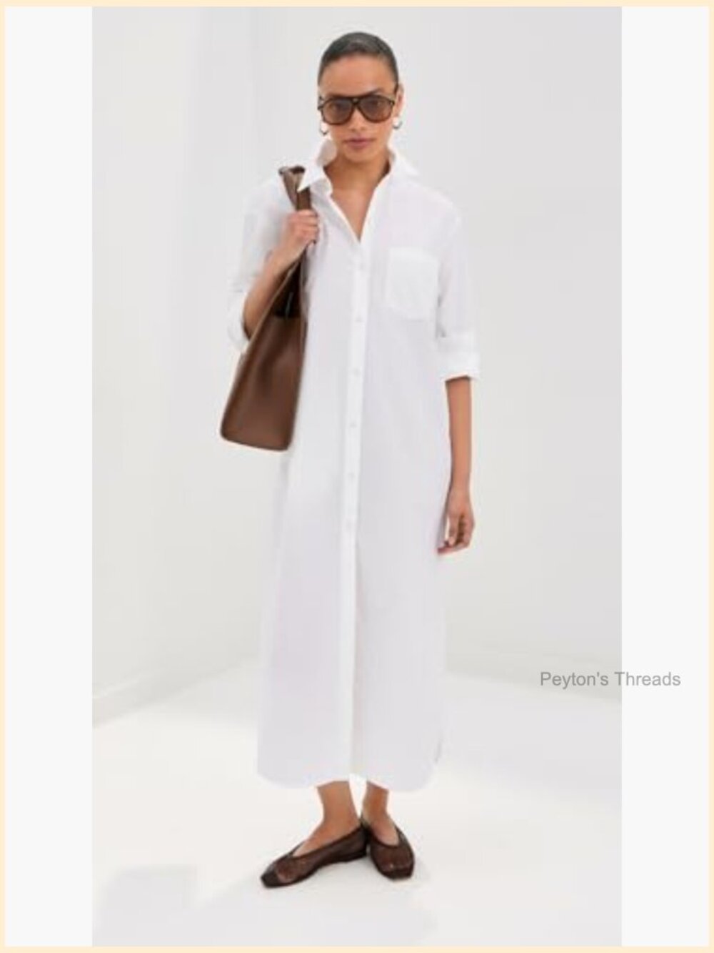 Lightweight Cotton Poplin Maxi Dress with Pockets and Button Front - Picture 5 of 6